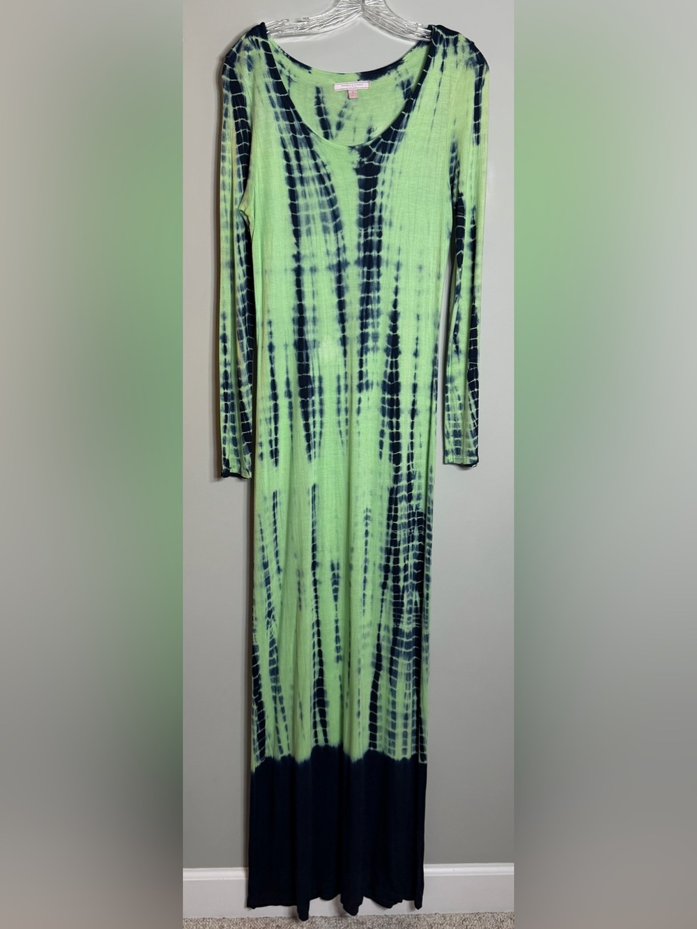 Romeo & Juliet Couture Long Sleeve Tie-Dye Maxi Dress - Lime & Navy Size M